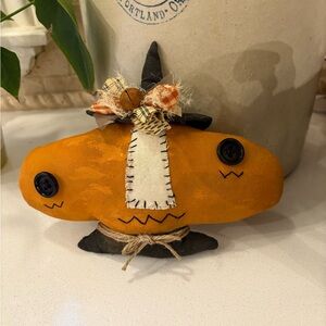 Handmade Primitive Orange Pumpkin Decor